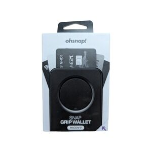 Gg3-O OhSnap Snap Magnetic MagSafe Phone Grip RFID Card Wallet - Boring Black